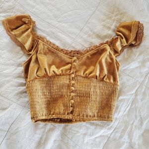 Gold Velvet Corset Top. Womens Medium